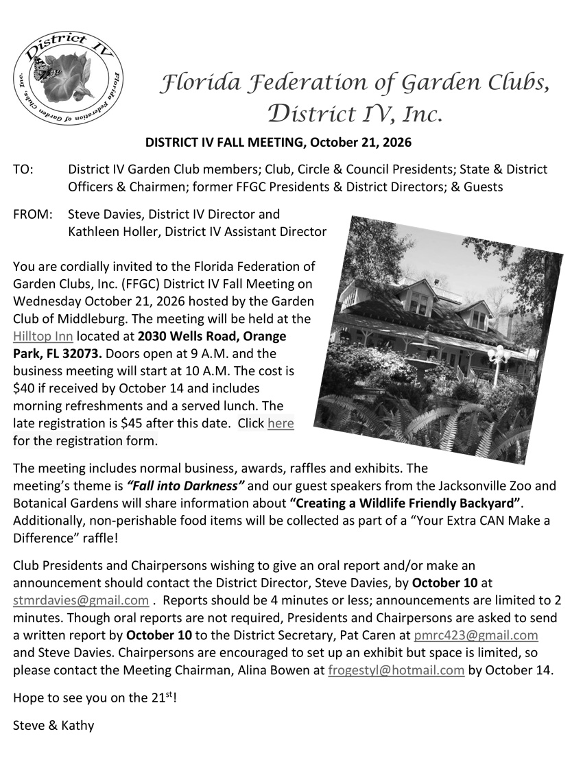 District IV 2026 Fall Meeting Call Letter Oct 2026